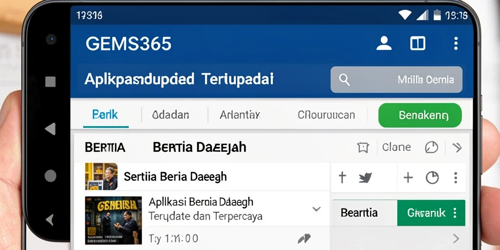 Antarmuka GEMS365 menampilkan berita daerah secara jelas dan responsif.