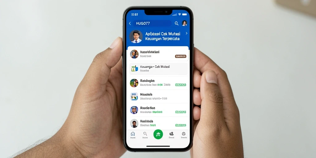 Antarmuka utama HUGO77 menampilkan informasi mutasi keuangan yang jelas dan terperinci.