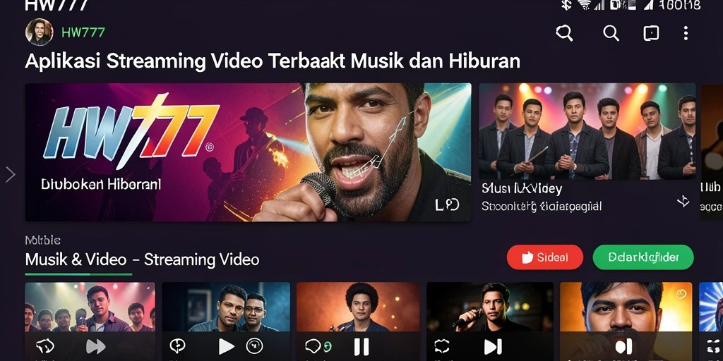 Antarmuka aplikasi HW777 untuk Streaming Video yang menarik dan fungsional.