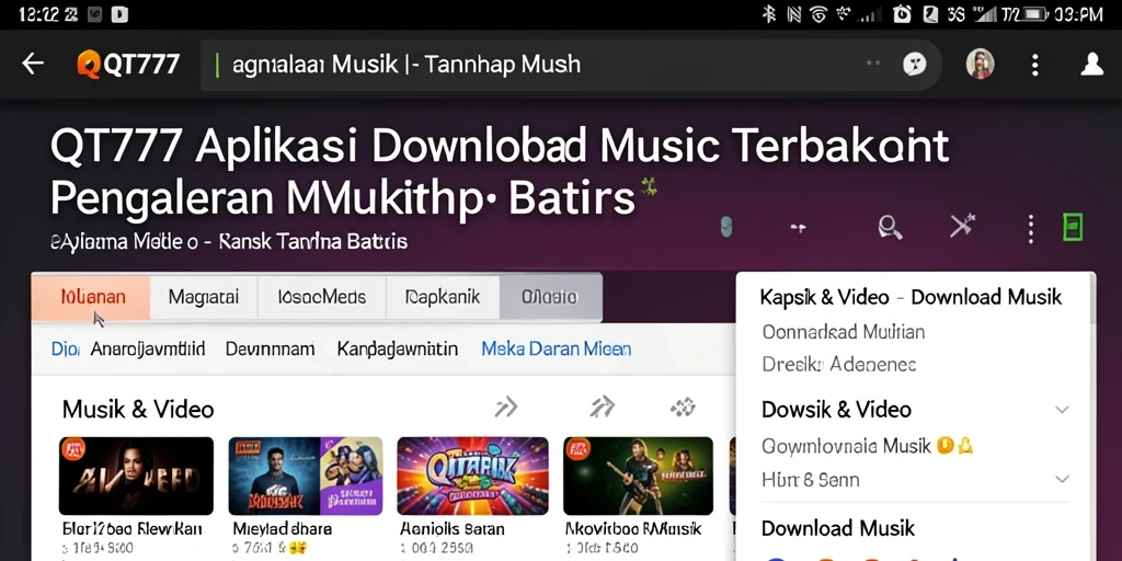 Antarmuka QT777 yang menarik dengan fungsi Download Musik.