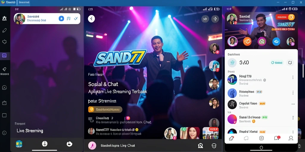 Antarmuka aplikasi SAND77 yang menarik untuk Live Streaming.