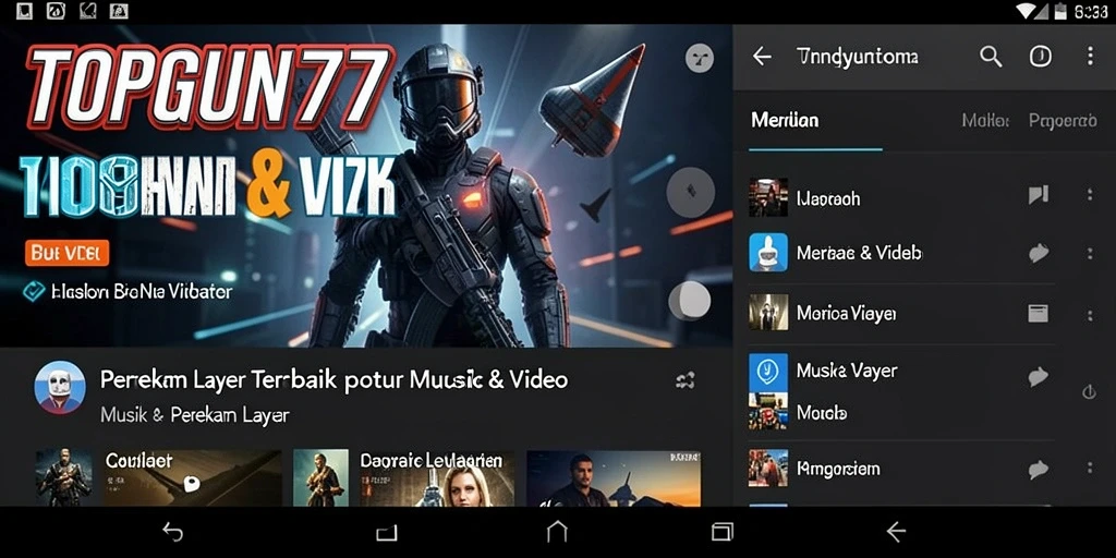 Antarmuka pengguna <strong>TOPGUN77</strong> saat merekam layar dengan fitur lengkap.